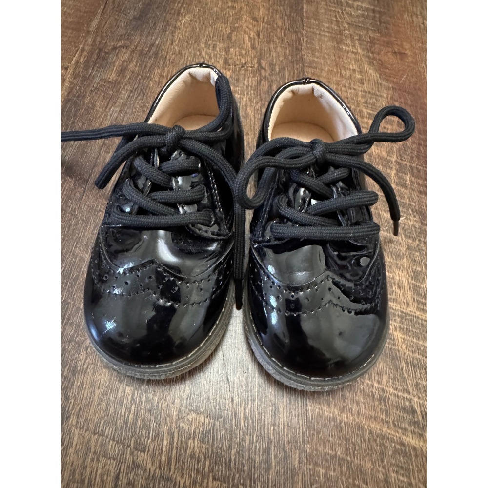 Meckior Toddler Black Patent Oxford Brogue Dress Shoes EU 22 US 5.5/6